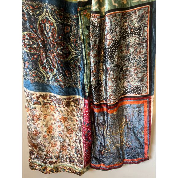 SFIZIO Sz 6 Multicolor Patchwork Velvet Wide Leg High Rise Pull On Pants soft - Picture 7 of 7